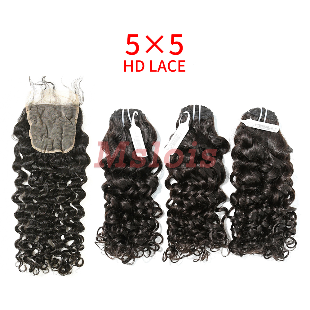 HD Lace Virgin Human Hair Bundle with 5X5 Closure Italian Curly