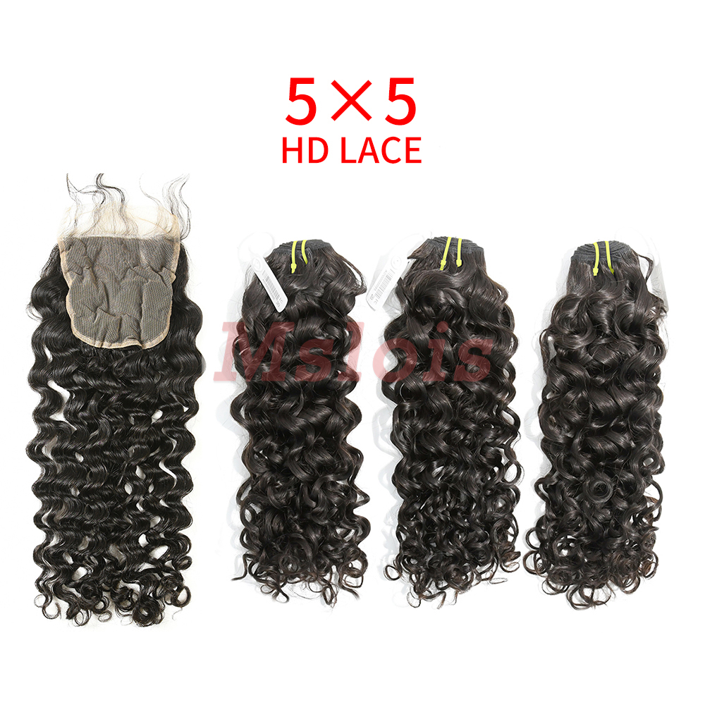 HD Lace Raw Human Hair Bundle with 5X5 Closure Italian Curly
