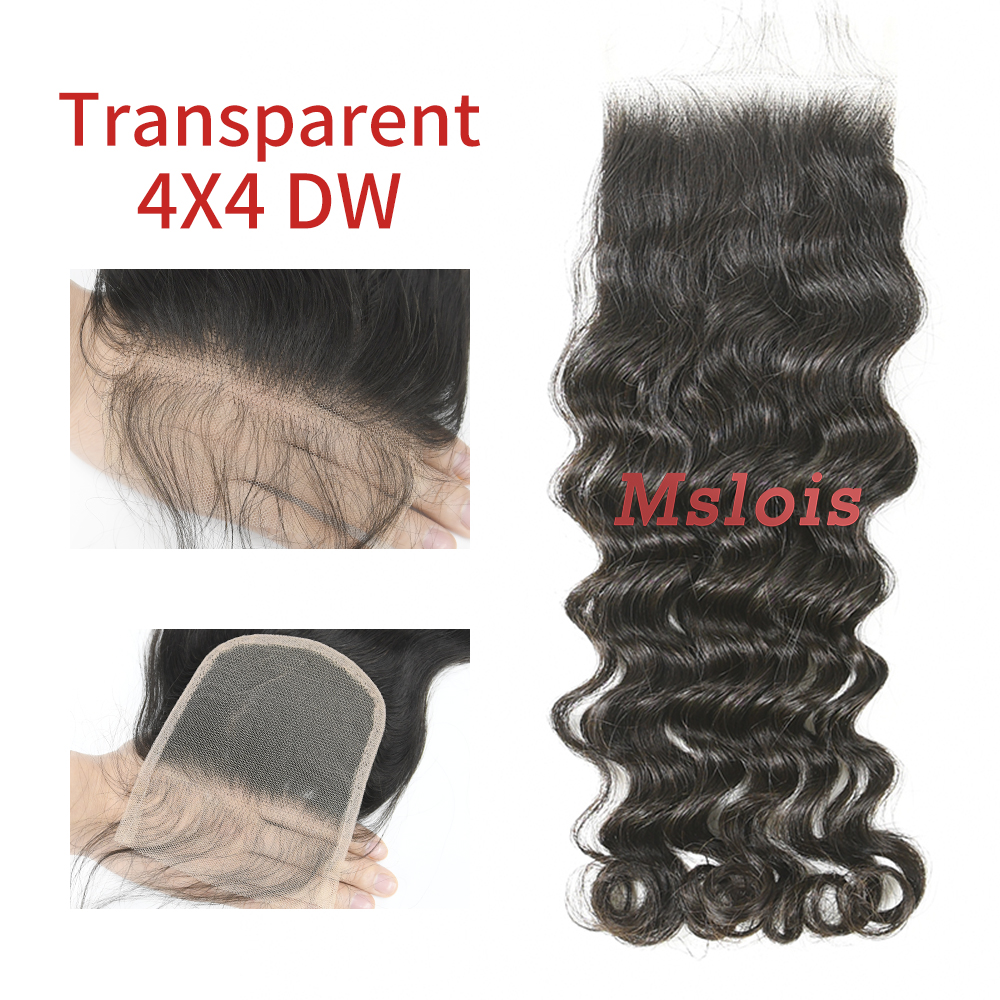 #1b Brazilian Virgin Human Hair 4x4 Lace Closure Deep Wave