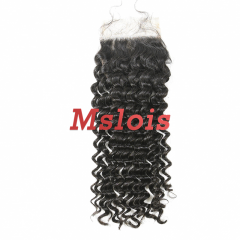 #1b Brazilian Virgin Human Hair 4x4 Lace Closure Deep Curly