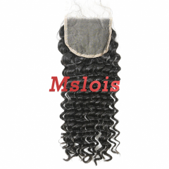 #1b Brazilian Virgin Human Hair 4x4 Lace Closure Deep Curly