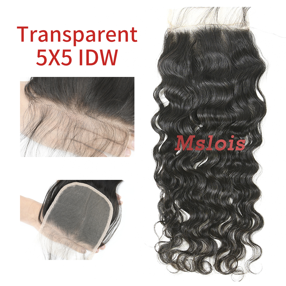 #1b Brazilian Virgin Human Hair 5×5 Lace Closure Indian Wave