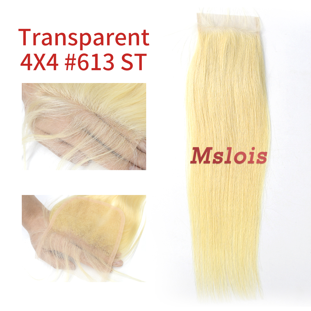 Blonde #613 European Raw Human Hair 4X4 Lace Closure Straight