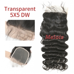 #1b Brazilian Virgin Human Hair 5×5 Lace Closure Deep Wave