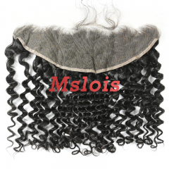 #1b Brazilian Raw Human Hair Weft with 13×4 Frontal Deep Curly