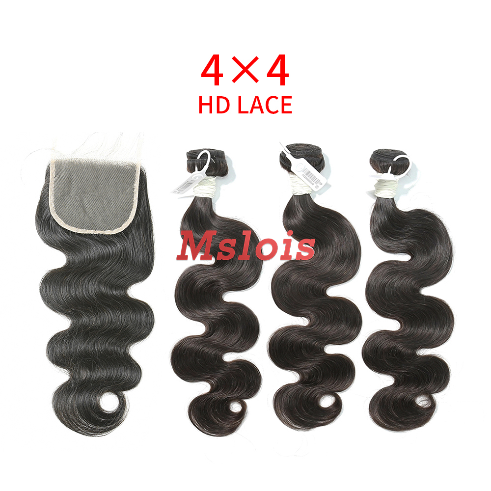 HD Lace Virgin Human Hair Bundle with 4×4 Closure Body Wave