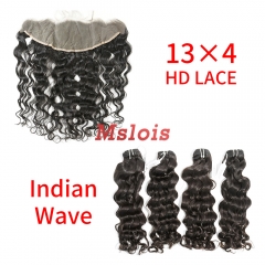 HD Lace Virgin Human Hair Bundle with 13×4 Frontal Indian Wave