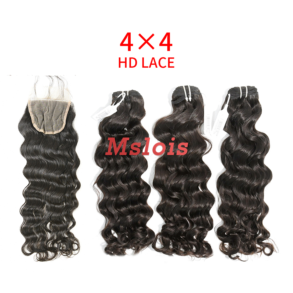 HD Lace Virgin Human Hair Bundle with 4×4 Closure Indian Wave