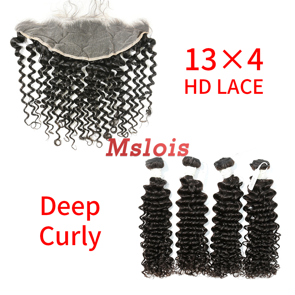 HD Lace Virgin Human Hair Bundle with 13×4 Frontal Deep Curly