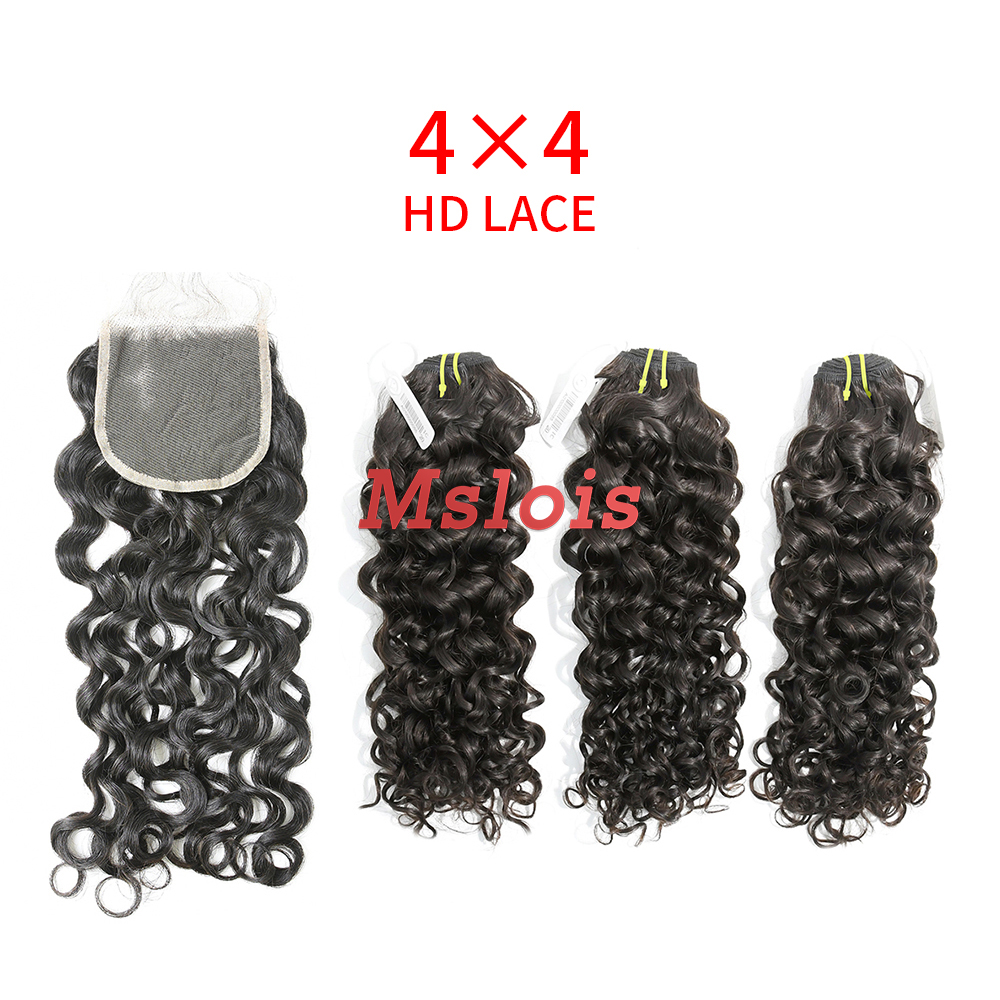 HD Lace Raw Human Hair Bundle with 4×4 Closure Italian Curly