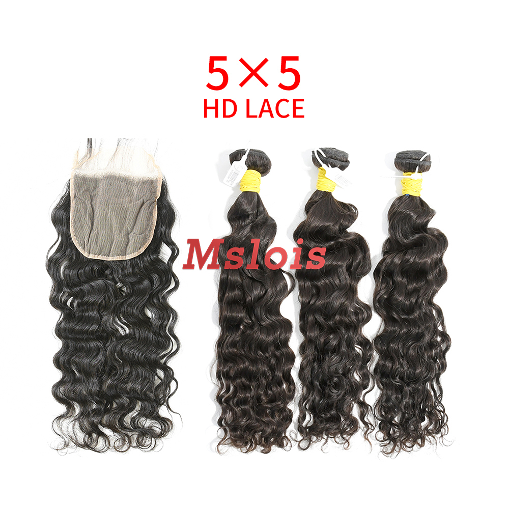 HD Lace Raw Human Hair Bundle with 5×5 Closure Indian Curly