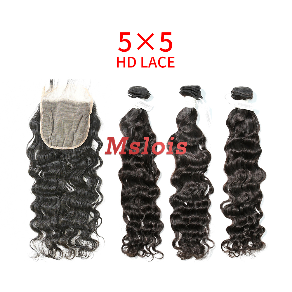 HD Lace Virgin Human Hair Bundle with 5X5 Closure Indian Curly