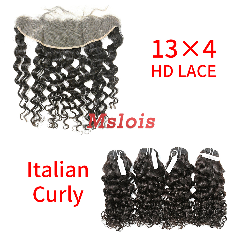 HD Lace Virgin Human Hair Bundle with 13×4 Frontal Italian Curly