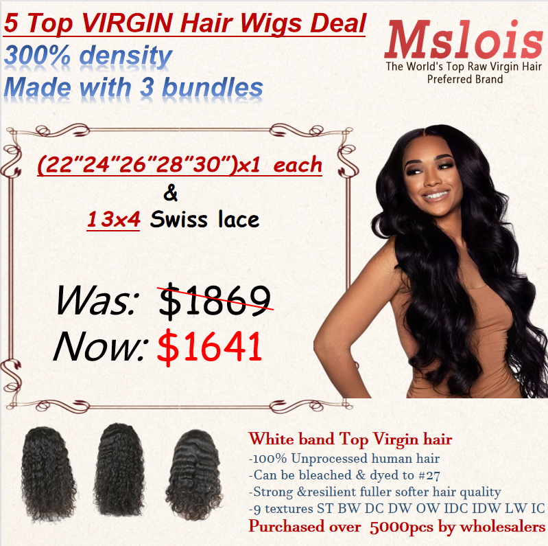 5 Top Virgin(22"-30") 300% 13x4 HD Lace Wigs Deal