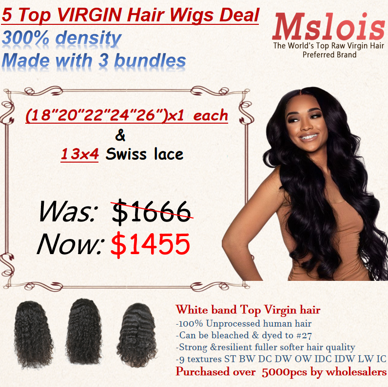 5 Top Virgin(18"-26") 300% 13x4 HD Lace Wigs Deal