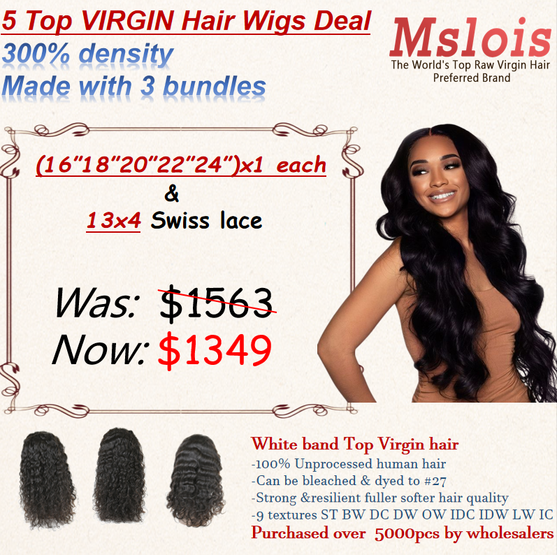 5 Top Virgin(16"-24") 300% 13x4 HD Lace Wigs Deal