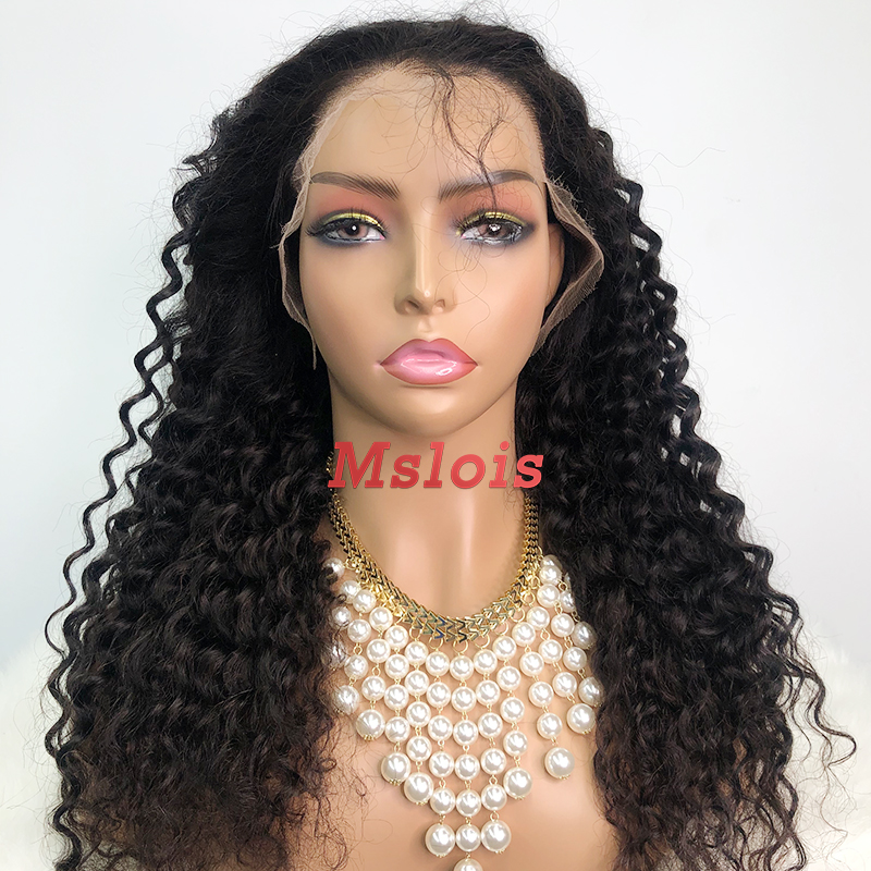 #1b Brazilian Raw Human Hair 13x4 Frontal wig deep curly