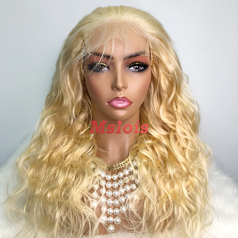 #613 Blonde European Virgin Human Hair 4x4 closure wig body wave