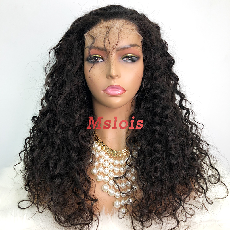 Natural #1b Brazilian Virgin Human Hair 4x4 closure wig italy curly