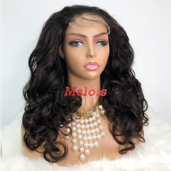 Natural #1b Brazilian Virgin Human Hair 5×5 closure wig Loose Wave
