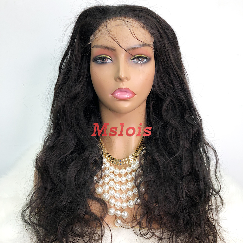 Natural #1b Brazilian Virgin Human Hair 4x4 closure wig body wave