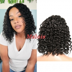 Deep Curly Natural Color Transparent Lace 13X4 Bob Wig