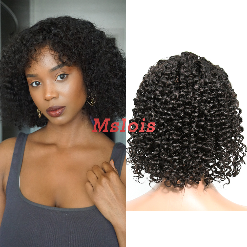 Jerry Curly Natural Color Transparent Lace 13X4 Bob Wig