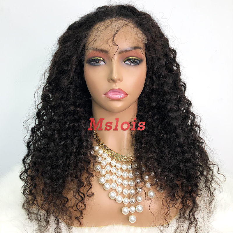 Natural #1b Brazilian Virgin Human Hair 5×5 closure wig Deep Curly