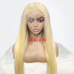 #613 Blonde European Virgin Human Hair 5×5 closure wig Straight