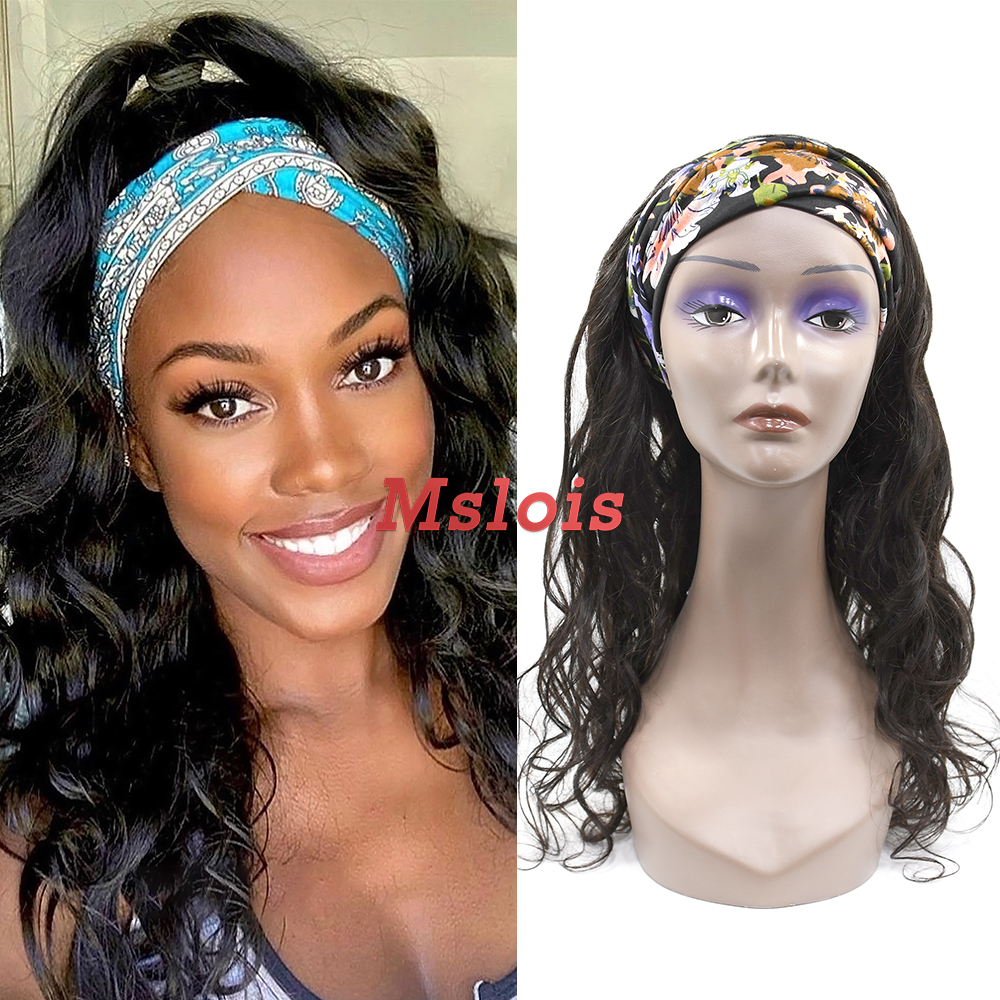 #1b Brazilian Virgin Human Hair Head Band Wig Loose Wave