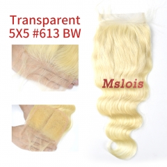 Blonde #613 European Raw Human Hair 5×5 Lace Closure Body Wave