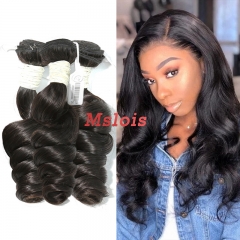 #1b Peruvian Virgin Human Hair Weft loose wave