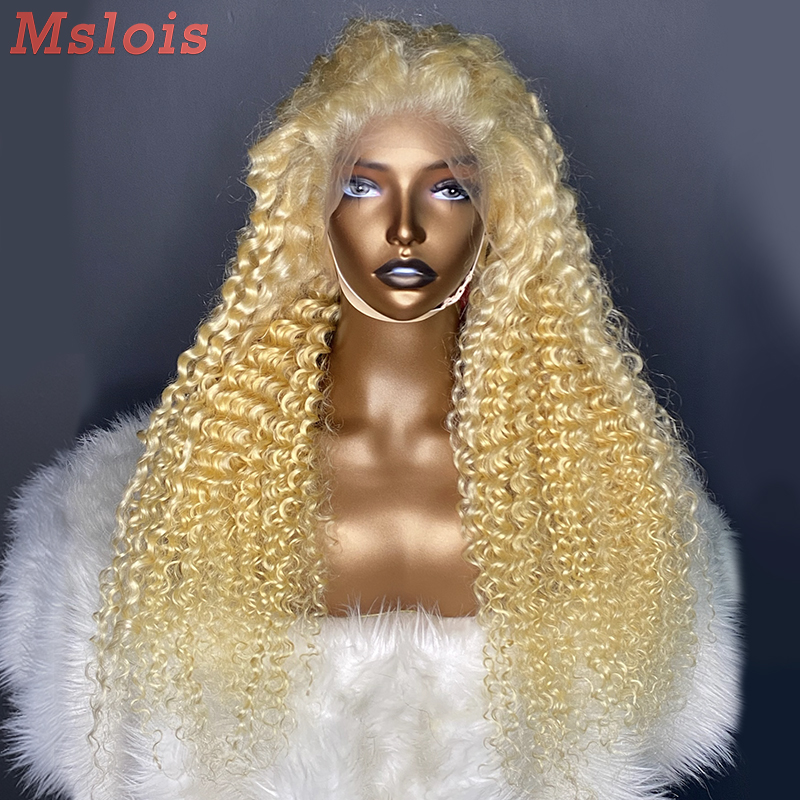 #613 Blonde European Virgin Human Hair HD 13×4 frontal wig Deep Curly